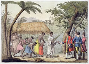 Exploring Gallery: Captain Samuel Wallis being received by Queen Oberea on the Island of Tahiti, 1767 (19th century)