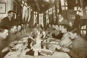 Celebrating Prints: Captain Scotts Last Birthday Dinner, 6 Jun 1911, (1913). Artist: Herbert Ponting