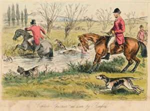 Bradbury And Evans Gallery: Captain Spurrier cut down by Romford, 1865. Artists: John Leech, Hablot Knight Browne