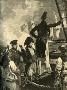 William Heysham Overend Prints: Captain William Walpole intercepting the Duke of Saldanhas ships