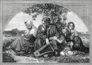 Melodrama Prints: Captive Jews by the Waters of Babylon - painted by Bendeman, 1850. Creator: Unknown