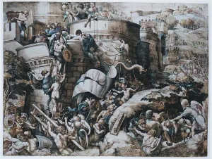 Giulio Prints: The Capture of Carthagena by Scipio and His Troops, 1539. Creator: Georg Pencz