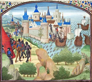 Images Dated 31st October 2013: The capture of Constantinople by land and sea in 1204. Miniature from the Historia by William of