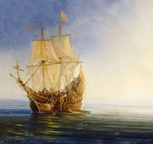 Maritime Art Gallery: Capture a galleon. Artist: Gudin, Jean Antoine Theodore (1802-1880)