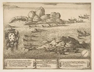 Galley Prints: Capture of Two Galleys at Byserta, 1628. Creator: Stefano della Bella