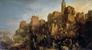 Knights Prints: The capture of Jerusalem by Jacques de Molay in 1299. Artist: Jacquand, Claude (1803-1878)