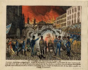 The capture of Smolensk on August 18, 1812, 1812. Artist: Anonymous The capture of Smolensk on August 18, 1812, 1812. Artist: Anonymous