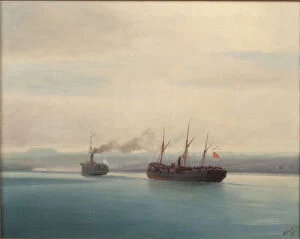 Turkish Fleet Gallery: Capture of the Turkish Troopship Mersina by the Steamer Russia on 13 December 1877, 1877