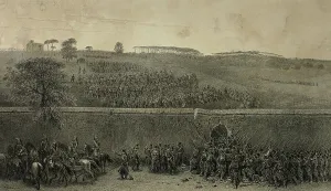 Capture of the Villa Pamfili, from Souvenirs d'Italie: Expédition de Rome, 1852. Creator: Auguste Raffet