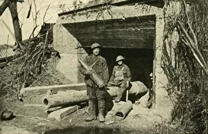 a captured 8-inch naval gun in its concrete emplacement, First World War, c1917, (c1920)