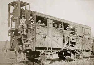 Somme Prints: Captured German railway carriage, the Ancre, France, World War I, 1916