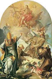 Friar Prints: Three Capuchin Saints and a Bishop Worshipping Christ and the Cross