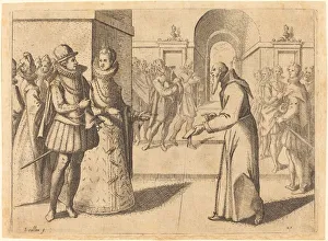 Capuchin Prints: A Capucin bringing thanks of the King of Bavaria, 1612. Creator: Jacques Callot