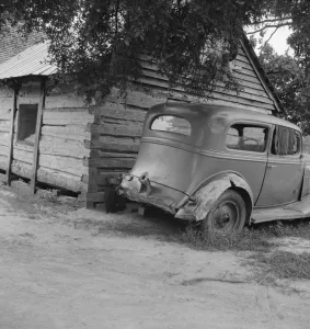 Sharecropper Gallery: Car belonging to Negro share tenant family, near Gordonton, North Carolina, 1939
