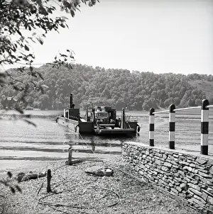 Quai Prints: Car ferry, Lake Windermere, Lake District, c1955. Creator: Arthur Charles Kirby Ware