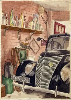 Car in garage, c1950. Creator: Shirley Markham Car in garage, c1950. Creator: Shirley Markham