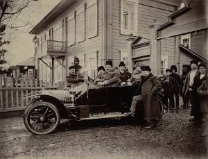 Yenisey Siberia Russia Prints: A car at the office of the Znamensky glass factory, 1880-1917. Creator: IA Driakhlov