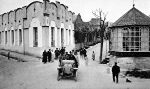 A car in the Promenade of Castelltercol village (Barcelona) in the early 20th century