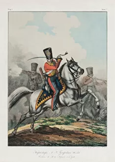 Carabinier of Hussar regiment, 1830s. Artist: Belousov, Lev Alexandrovich (1806-1864)