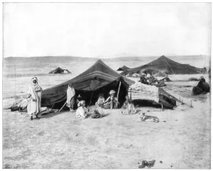 Caravan camp, Sahara Desert, late 19th century. Artist: John L Stoddard Caravan camp, Sahara Desert, late 19th century. Artist: John L Stoddard