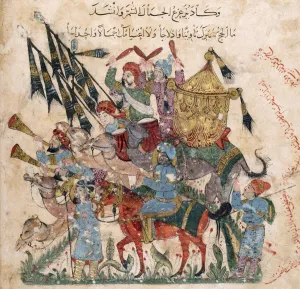 Caliph Prints: Caravan of pilgrims in Ramleh (from a manuscript of Maqamat of al-Hariri)