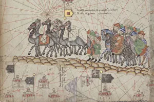 Silk Road Prints: Caravan on the Silk Road. Detail from the Catalan Atlas