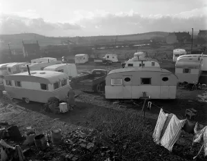 Mexborough Prints: Caravan site, Mexborough, South Yorkshire, 1961. Artist: Michael Walters