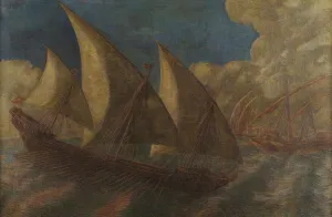 Galleria Darte Moderna Prints: Caravelle pisane, 1907. Creator: Previati, Gaetano (1852-1920)