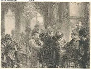 Card Table Gallery: The Card Game, 1899. Creator: Adolph Menzel