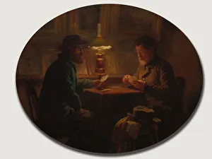 Card Game at le Pere Martin, 1859. Creator: Adolphe-Felix Cals (French
