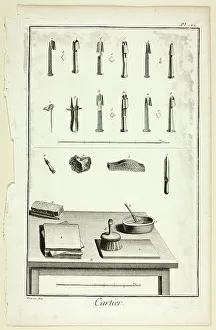 Encyclopedia Prints: Card-Maker, from Encyclopédie, 1762/77. Creator: Benoit-Louis Prevost