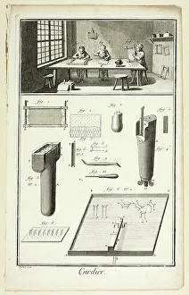 Encyclopedia Prints: Card-Maker, from Encyclopédie, 1762/77. Creator: A. J. Defehrt