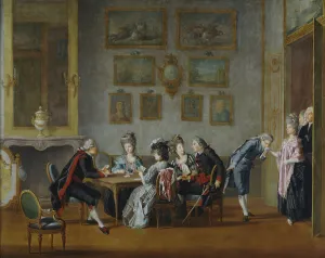 Etiquette Prints: Card-Party in the Home of Elis Schröderheim, c18th century. Creator: Per Hillestrom