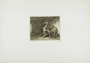 Jacque Charles Emile Prints: The Card Players, 1850. Creator: Charles Emile Jacque