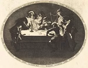 Card Table Gallery: The Card Players, c. 1628. Creator: Jacques Callot