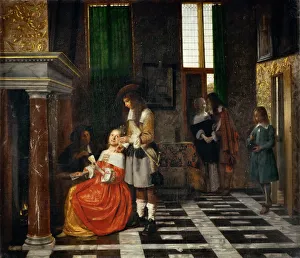 Poker Prints: Card Players in an Opulent Interior. Artist: Hooch, Pieter, de (1629-1684)