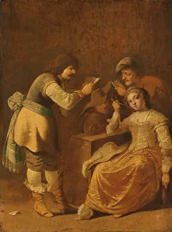 Pieter Jansz Prints: Card players with woman smoking a pipe, 1630-1647. Creator: Pieter Jansz. Quast