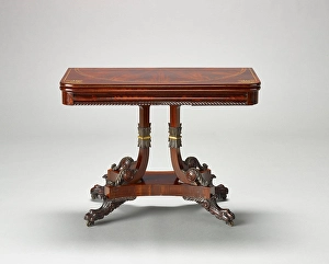 Caster Prints: Card table, about 1828. Creator: Unknown