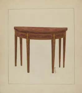 Inlaying Prints: Card Table, c. 1936. Creator: Florence Neal