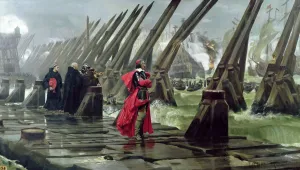 Protestantism Prints: Cardinal Richelieu at the Siege of La Rochelle, 1881
