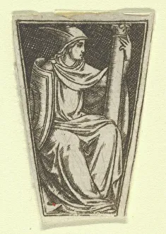 Niello Prints: The cardinal virtue of Fortitude represented by a seated woman
