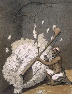 Manual Labour Prints: Carding cotton, 1782. Creator: Pierre Sonnerat (1745-1814)