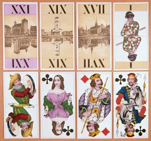 Cards from a Danish tarot pack, 19th century