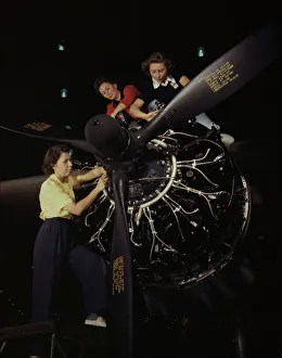 The careful hands of women are trained in... Douglas Aircraft Company, Long Beach, Calif. 1942. Creator: Alfred T Palmer