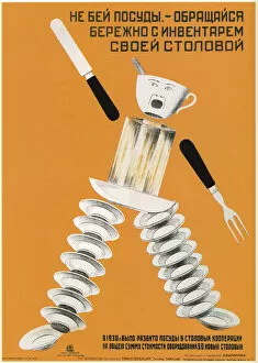 Be careful with utensils in your canteen, 1931. Artist: Bulanov, Dmitry Anatolyevich (1898-1942)