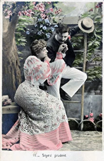 Boater Gallery: Be Careful, vintage French postcard, c1900