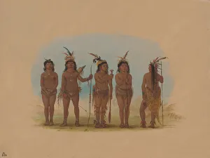 Venezuela Prints: Five Caribbe Indians, 1854 / 1869. Creator: George Catlin