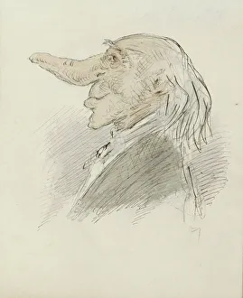Huell Alexander Ver Prints: Caricatural head of an old man with a long nose