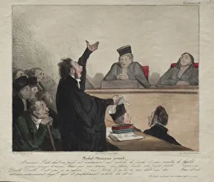 Aubert Prints: Caricaturana, plate 44: Robert-Macaire, lawyer, 1837. Creator: Honore Daumier (French