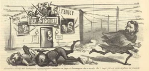 Verdi Prints: Caricature: Giuseppe Verdi and Teatro La Fenice, 1857